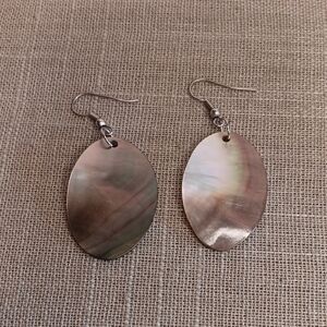 Abalone Shell Oval Drop Pierced Earrings